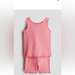 pink ribbed baby girl set